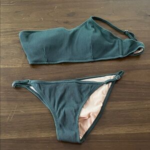Adjustable Green One-Shoulder Bikini Set
